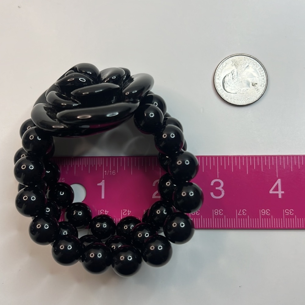 Black Rose Beaded Stretch Statement Bracelet - Picture 10 of 10